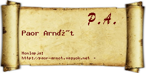 Paor Arnót névjegykártya